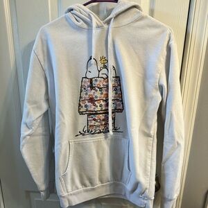 Peanuts White Cotton Blend Hoodie --Women's Large
